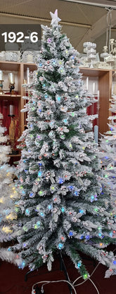 Brad artificial de Crăciun cu zăpadă și lumini LED multicolore, disponibil în 7 mărimi